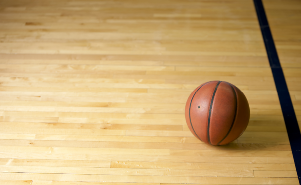 Basketball on court
