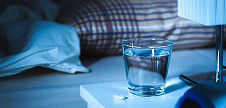 Bedside with water glass
