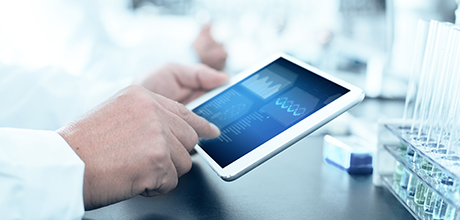 Researcher using tablet