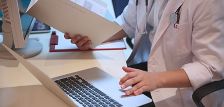 Doctor typing
