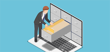 man filing