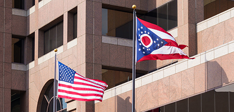 Ohio and U.S. flags