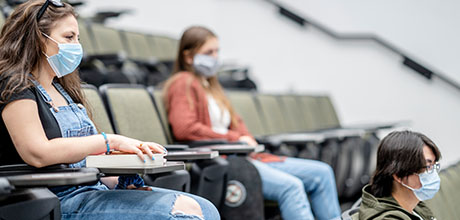 university students wearing masks