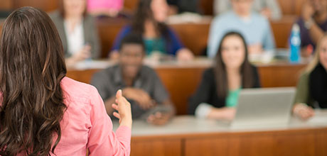 instructor lecturing university class