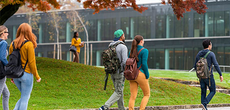 university students walking on campus