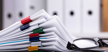 documents and glasses