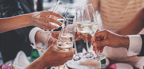 coworkers cheers with champagne