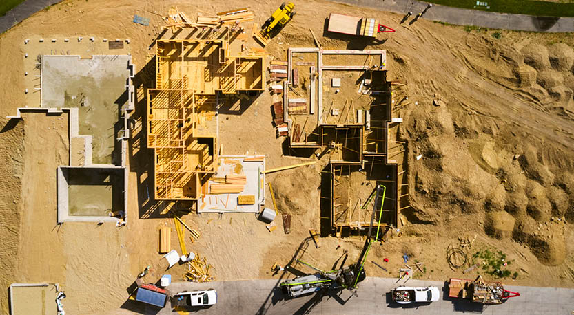 Aerial view of a construction site