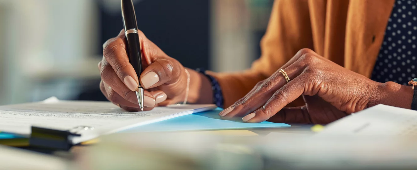 Person doing paperwork