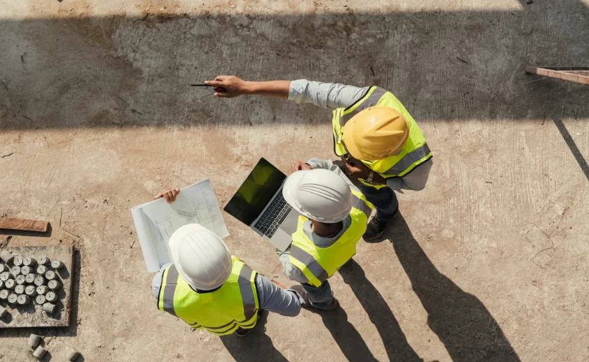People discussing on a construction site