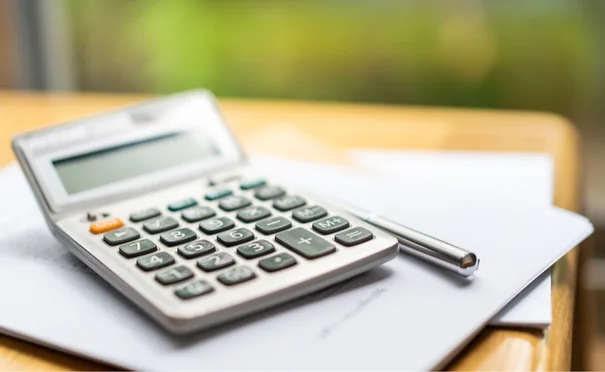 Calculator on a table