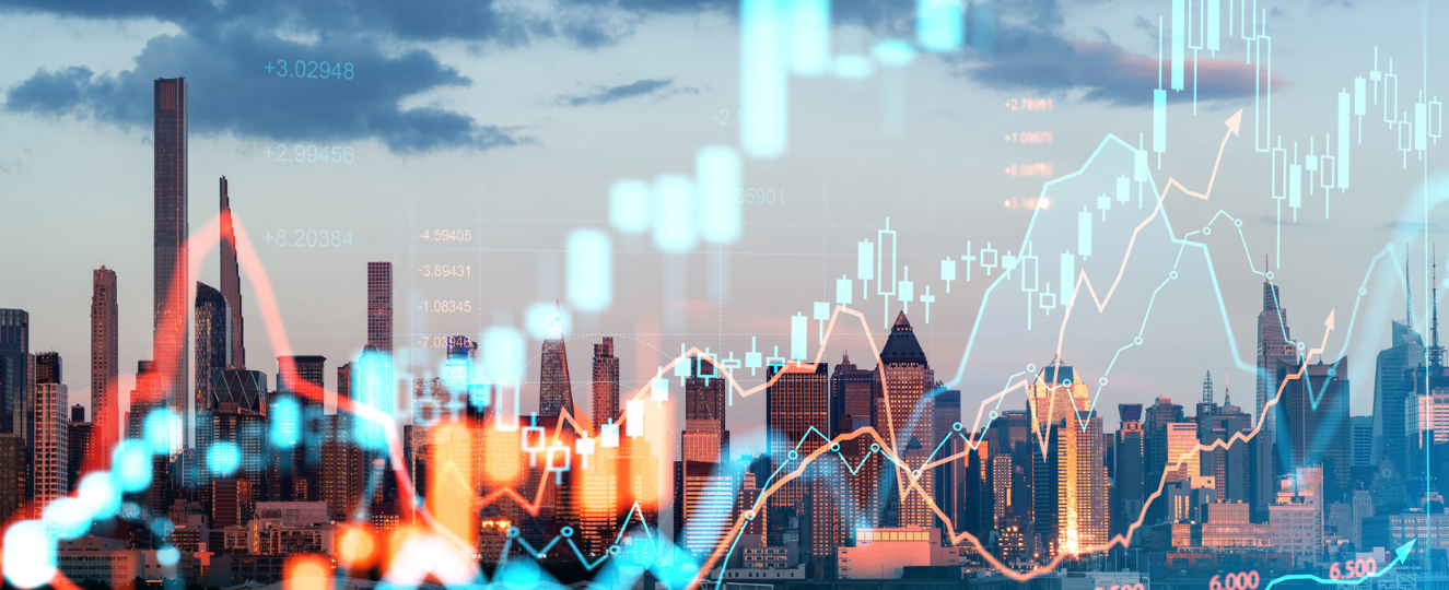 Financial Graph with Image of City