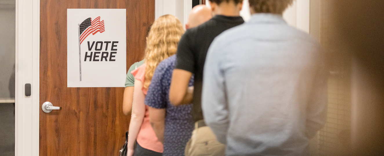 People in line to vote