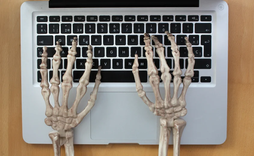 Skeleton typing on keyboard